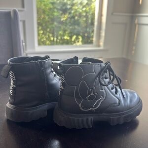 Zara Mickey Mouse Black Leather Boots